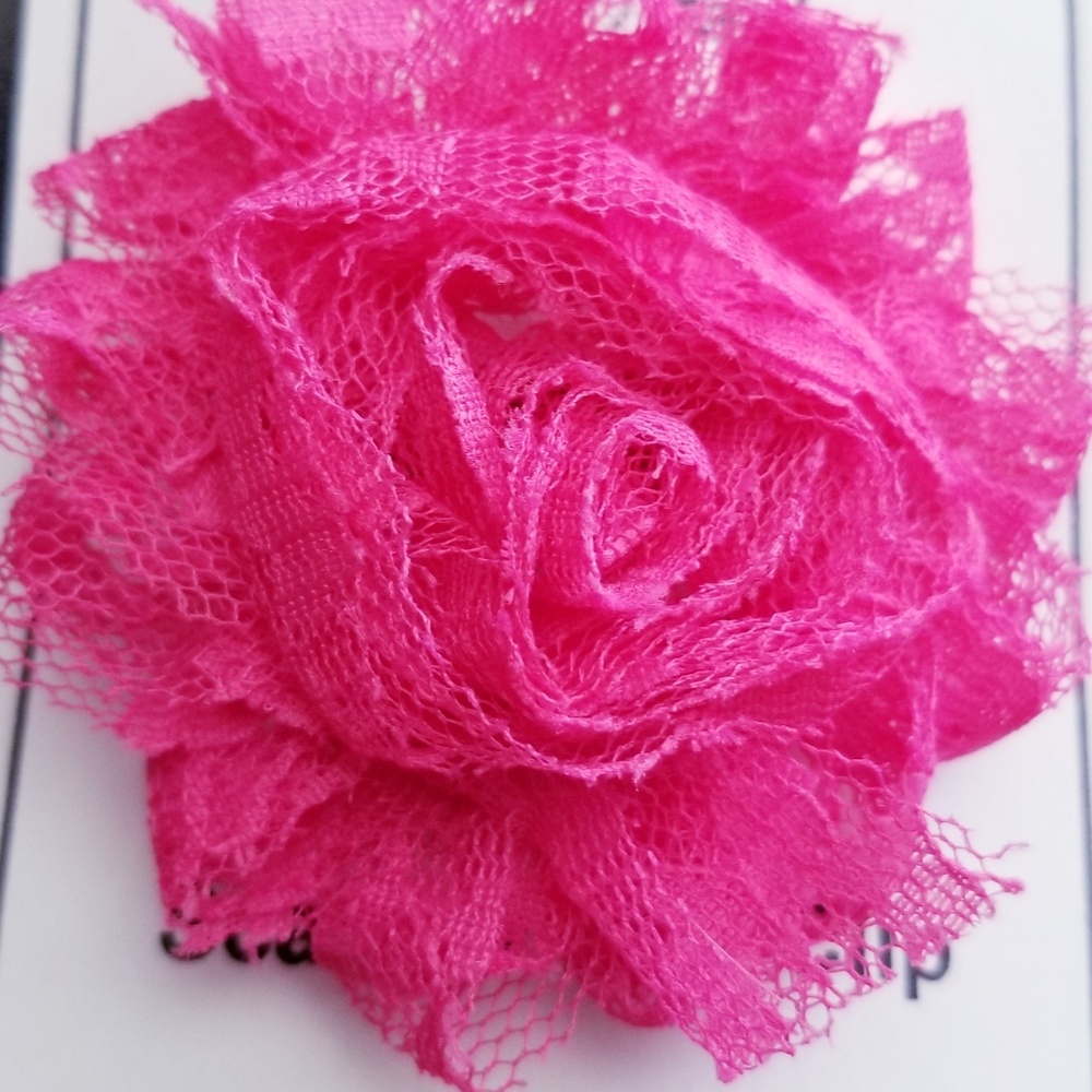 Shabby Rose Flower Scarf Clip or Hair Clip magenta